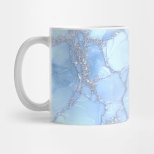 Icy Blue Marble With Silver Glitter Mug